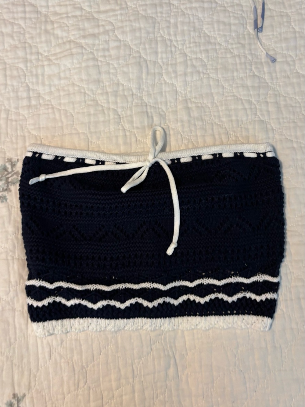 Hollister Women’s Navy Blue Knit Skirt with White Trim
